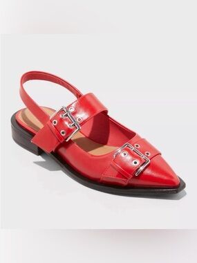 🖤 Wild Fable Red Buckle Slingback Flats – NWT Size 9.5